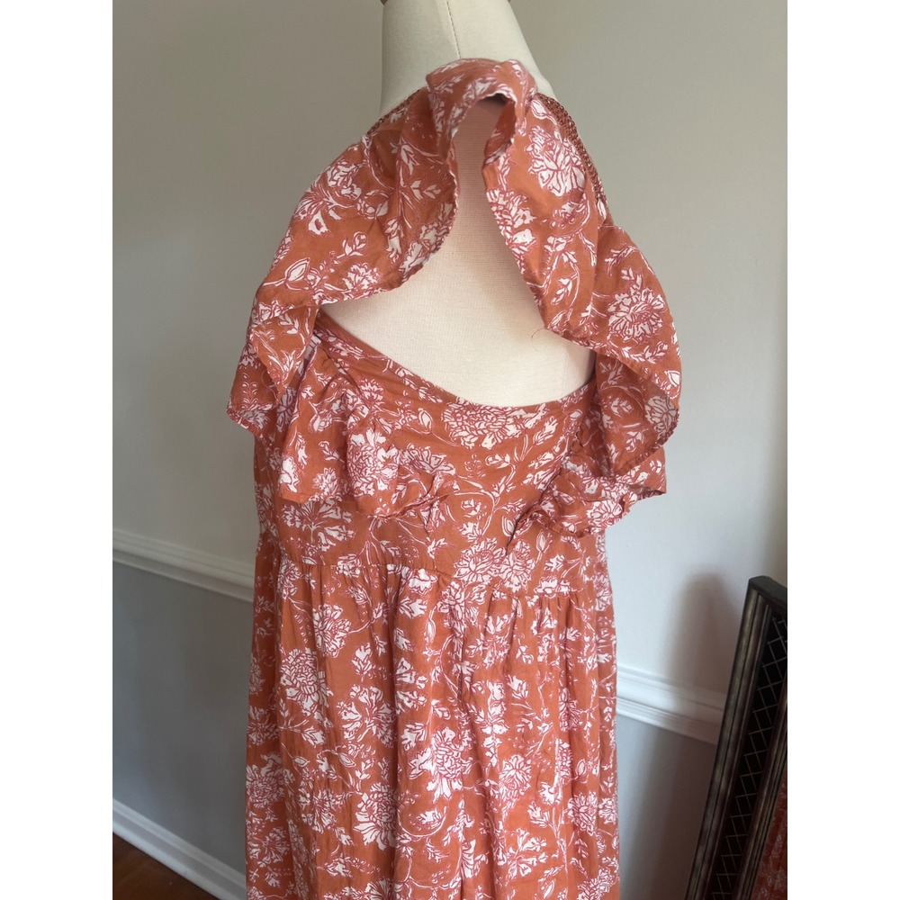 Free People Bonita Tiered Midi Dress Size Small Terracotta Floral 100% Cotton - Picture 6 of 13